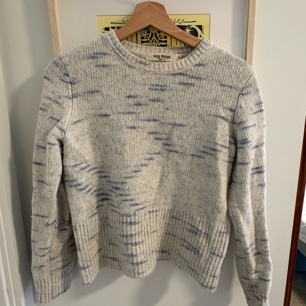 Nice Things Paloma S. Blue and White Sweater